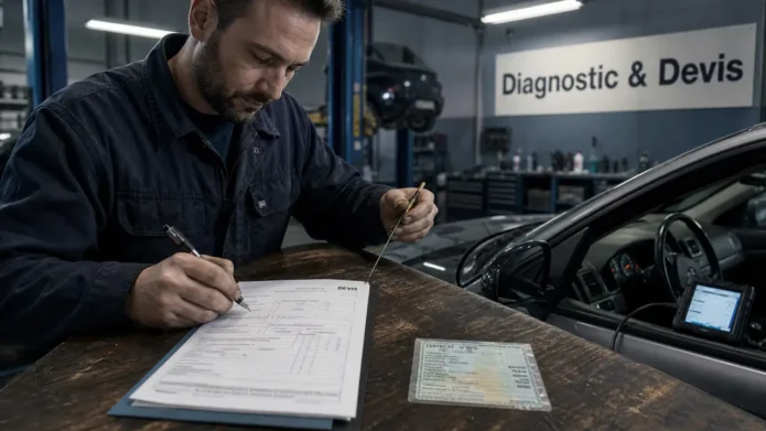Autoplus service : diagnostic et devis en garage automobile avec outil OBD