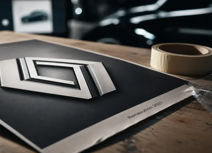 Nouveaux logo Renault 2021, losange stylisé en relief