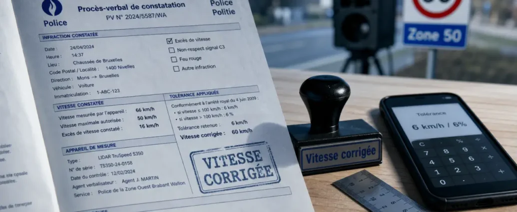 Amende belge pour excès de vitesse : calcul 6 ou 11 € par km/h