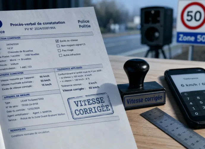 Amende belge pour excès de vitesse : calcul 6 ou 11 € par km/h