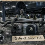 Changement silent bloc barre stabilisatrice : silent bloc fissuré usé vs neuf sur établi