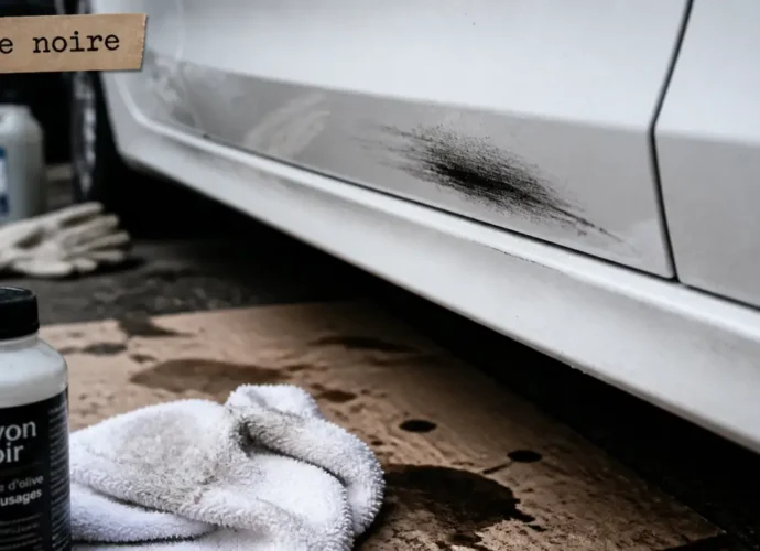 Trace noire sur carrosserie blanche : enlever trace noire