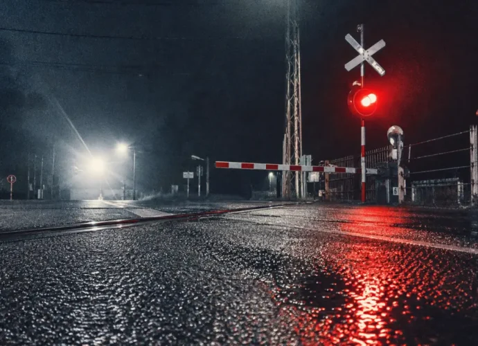 Ce signal concerne les passages à niveau : feu rouge clignotant et barrières fermées