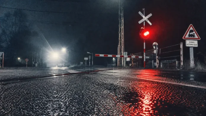 Ce signal concerne les passages à niveau : feu rouge clignotant et barrières fermées