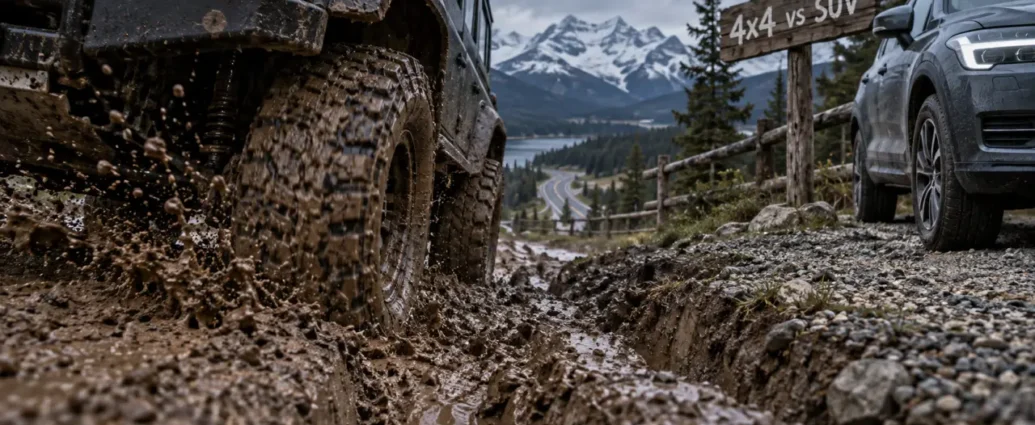 Différence entre 4x4 et SUV en boue et sur route : roue 4x4 vs SUV routier