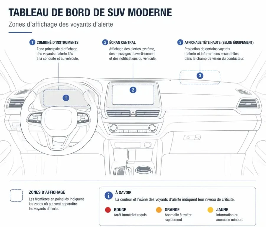 Schéma des voyants sur le tableau de bord Nissan Qashqai