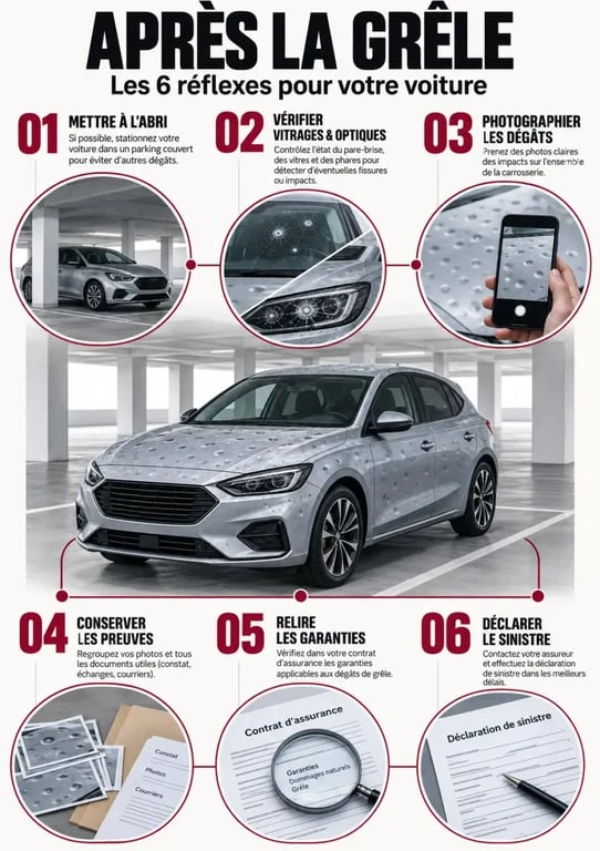 Voiture grêlée : les six réflexes après un dégât de grêle