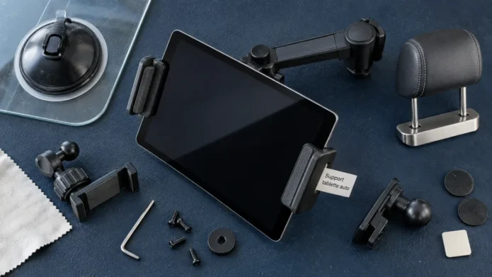 Support de voiture pour tablette : fixation ventouse et pince, stabilité