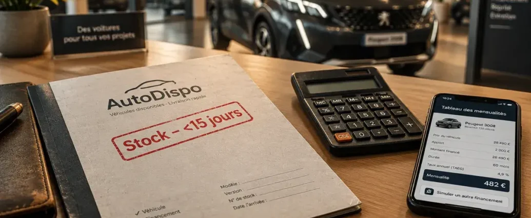 AutoDispo livre sous 15 jours, garantie et reprise, paiement mensuel