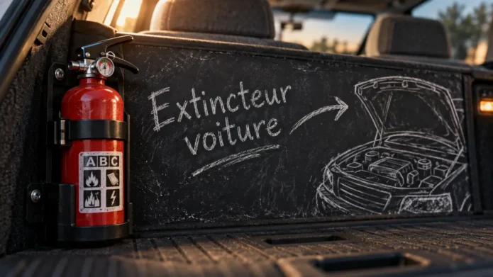 Extincteur pour voiture obligatoire ABC compact au coffre