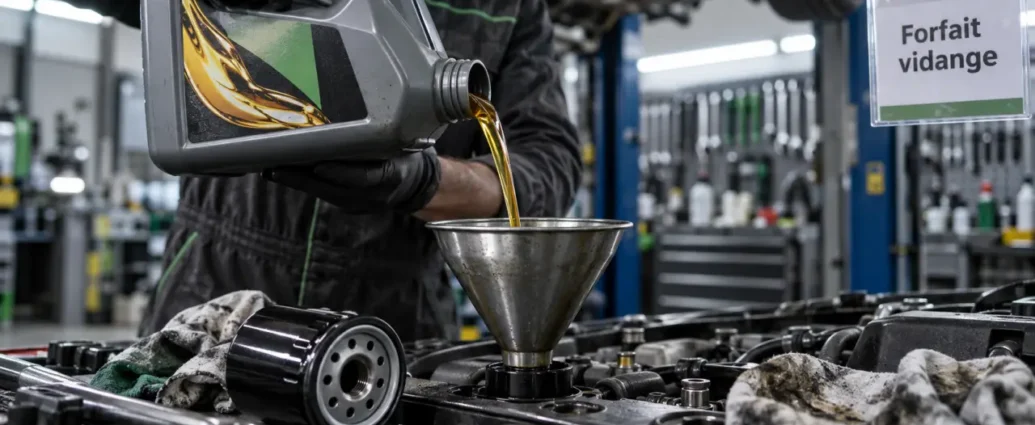 Feu vert forfait vidange 59 € : vidange moteur en atelier